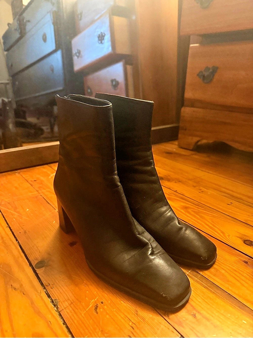 Stuart Weitzman Black square-Toe Ankle Boots
